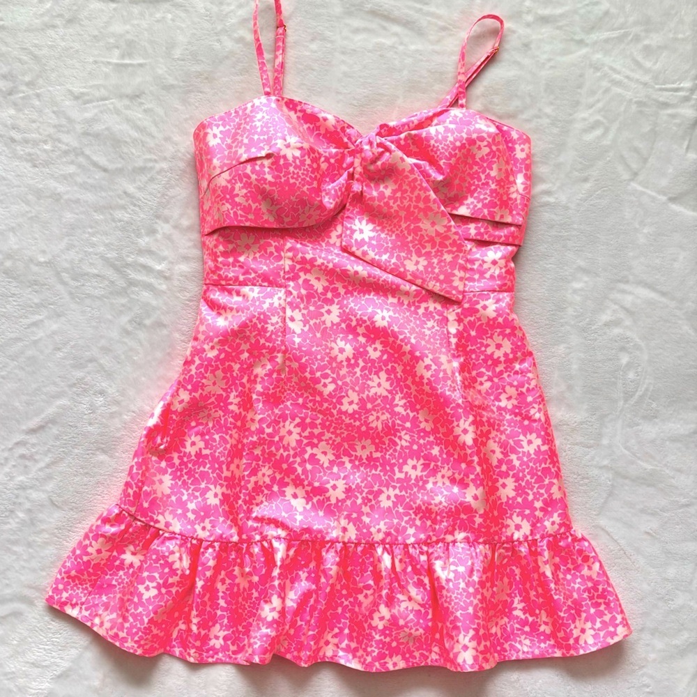 LILLY PULITZER Sutton Roxie Pink Jacquard Skirted Romper--NWT--6 - Picture 9 of 16